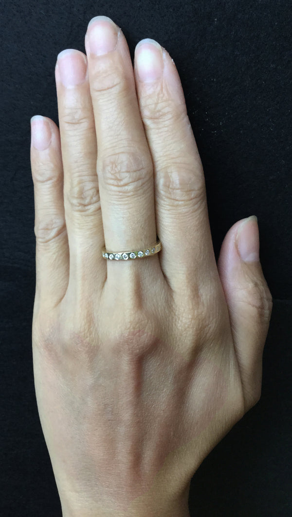 Flat Band with diamonds on hand