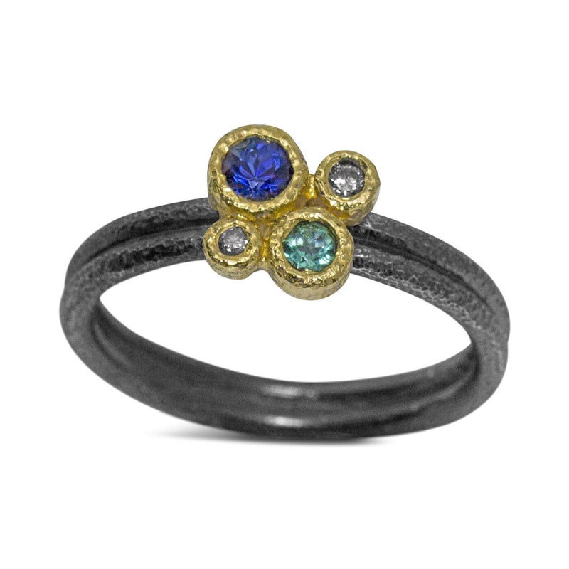 Delicate Double Band Gemstone Ring