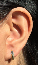 Ancient Hinged Hoop Earrings with diamonds on ear