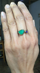 Textured Pebbles Ring with Emerald  and Sapphire