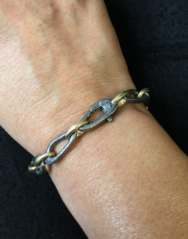 Organic Large link bracelet on wrist