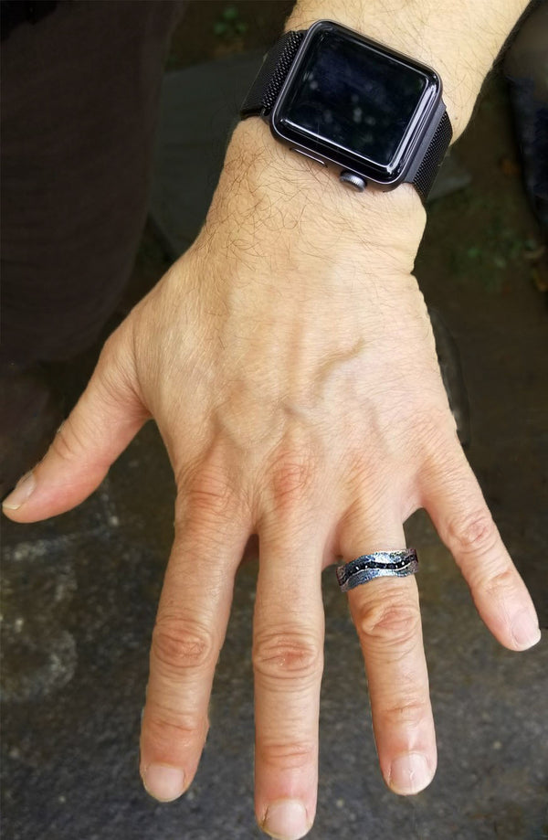 Midnight River Band with black diamonds on man's hand