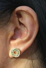 Odin Diamond stud Earrings on ear