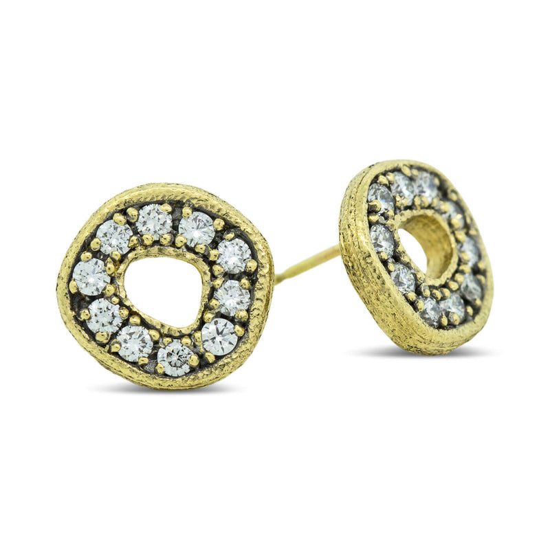Odin Stone Stud Earrings with Diamonds