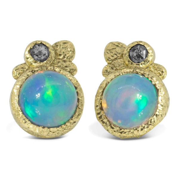 Ethiopian Opal Pebble Stud Earrings