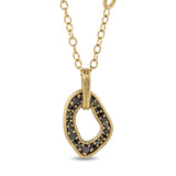 Open Pebble Pave Black Diamond Pendant Necklace in 18k gold