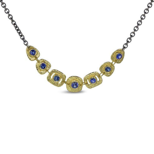 Open Pebble Organic Shapes Necklace with sapphires