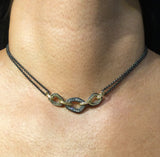 Open Pebble Pave Diamond Necklace on neck