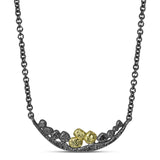 Wavy Pebbles Bar Necklace oxidized silver and gold