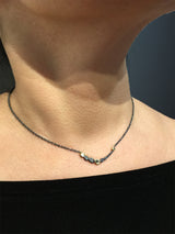 Pebble Curved Bar Necklace on neck
