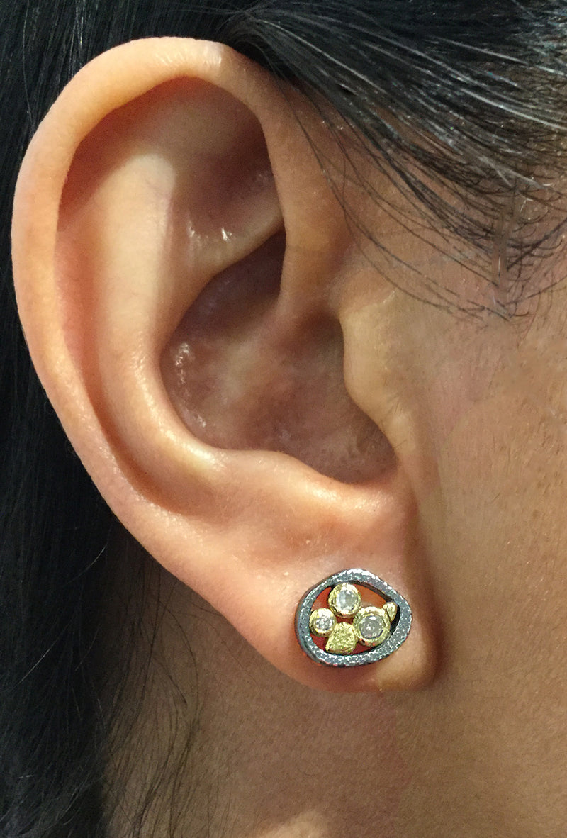 Tossed Pebbles Stud Earrings ear