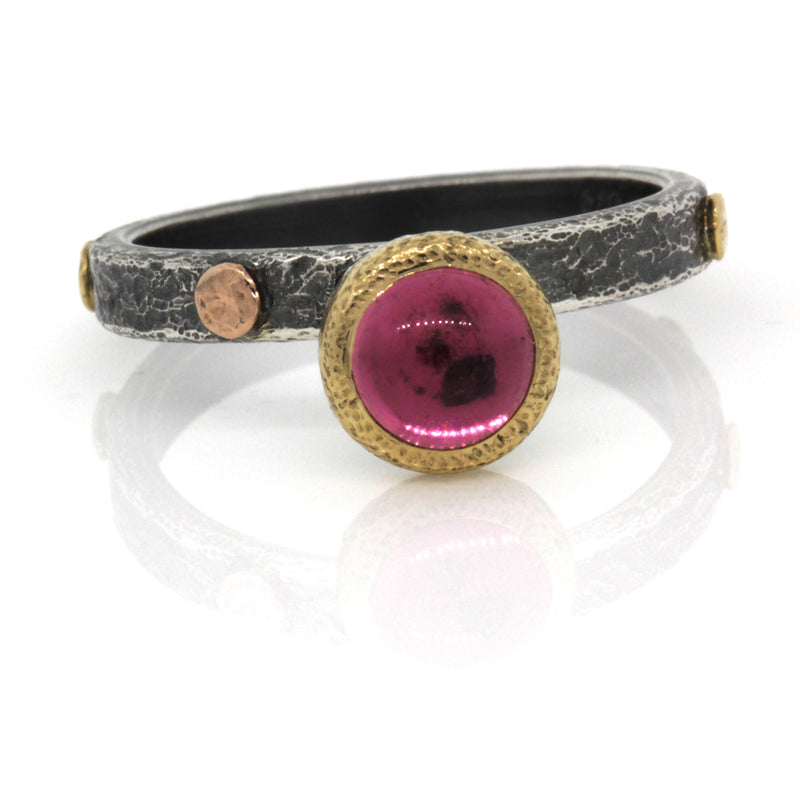 Textured Pebbles Pink Tourmaline Ring