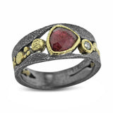 River Pebbles Ring with rhodolite