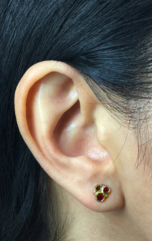 Rhodolite Cluster Stud Earrings