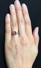 Cactus Texture Ring with Free Form Rhodolite and diamond on hand