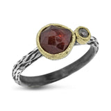 Cactus Texture Ring with free form  rhodolite