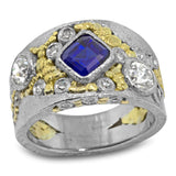 Custom River Pebbles Ring with Sapphire and Diamonds