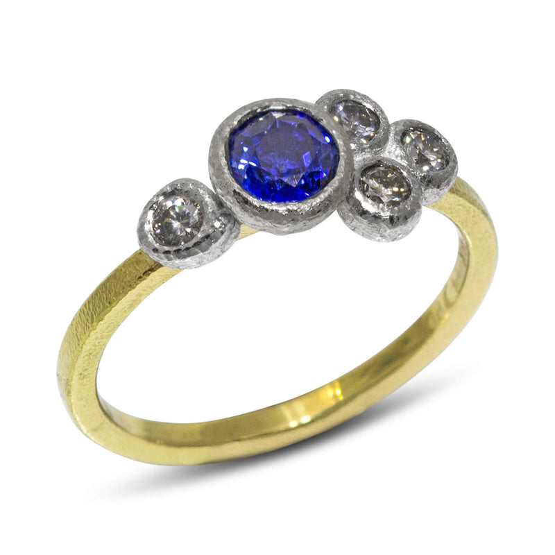 Round Sapphire Ring with Diamonds