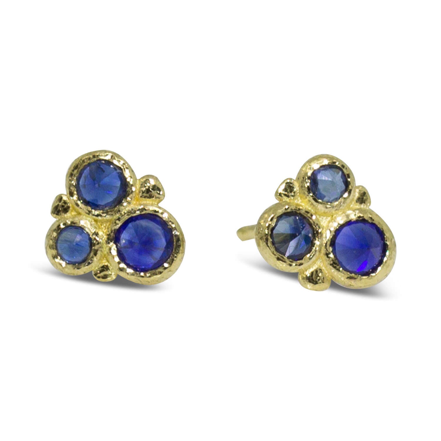 Sapphire Cluster Stud Earrings Rona Fisher Jewelry