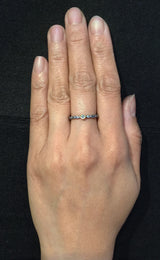Skinny Pebbles Diamond Ring in silver on hand
