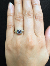 Delicate Double Band Cushion Cut Spinel Ring on hand