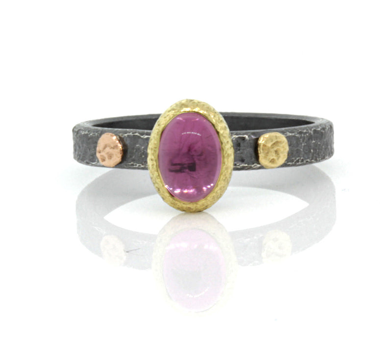 Textured Pebbles Oval Pink Tourmaline Ring