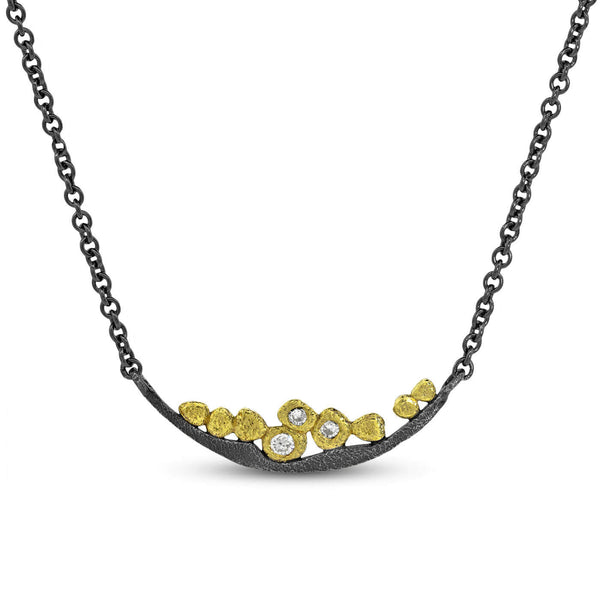 Wavy Pebbles Diamond Bar Necklace