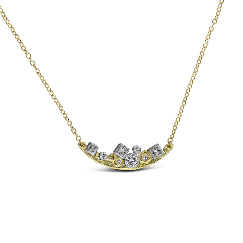 Custom Wavy Pebbles Diamond Pendant Necklace