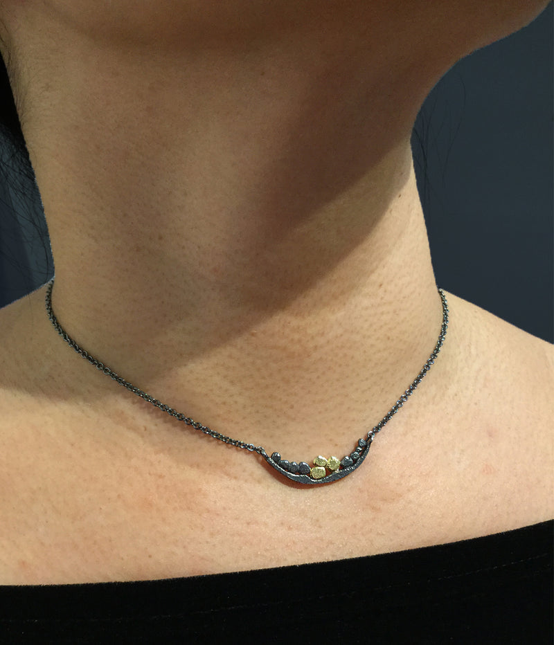 Wavy Pebbles Necklace on neck