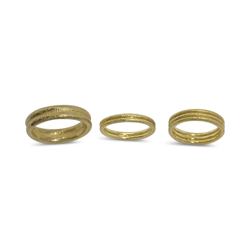 18k yellow gold wedding bands in various widths